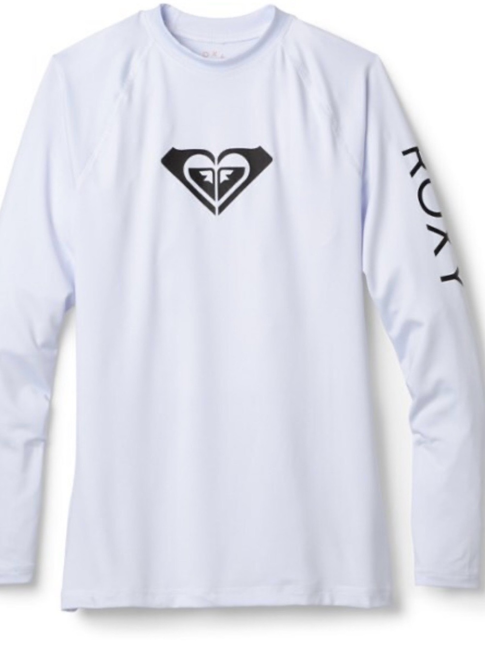 Roxy White Long Sleeve Rash Guard with Black Logo